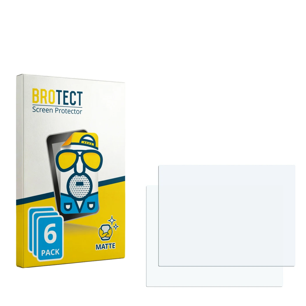 Face avant d’un emballage produit avec le logo de la marque BROTECT. À côté se trouve la protection d’écran correspondante.