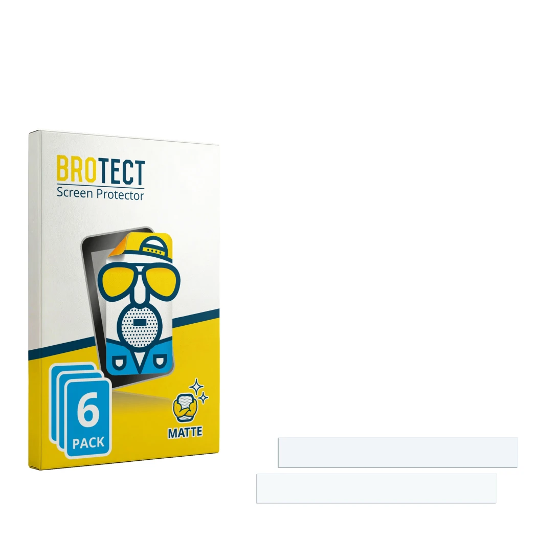 Face avant d’un emballage produit avec le logo de la marque BROTECT. À côté se trouve la protection d’écran correspondante.