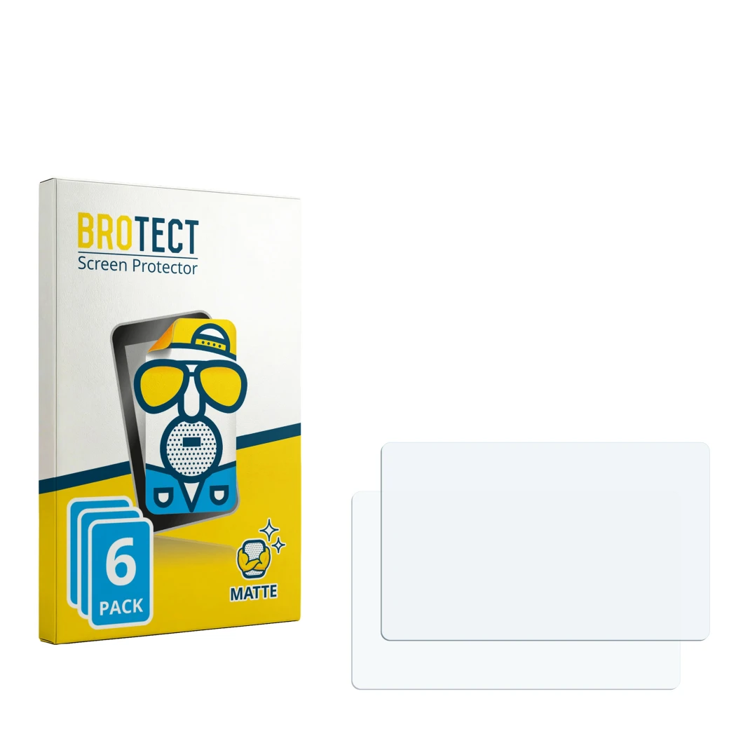 Face avant d’un emballage produit avec le logo de la marque BROTECT. À côté se trouve la protection d’écran correspondante.