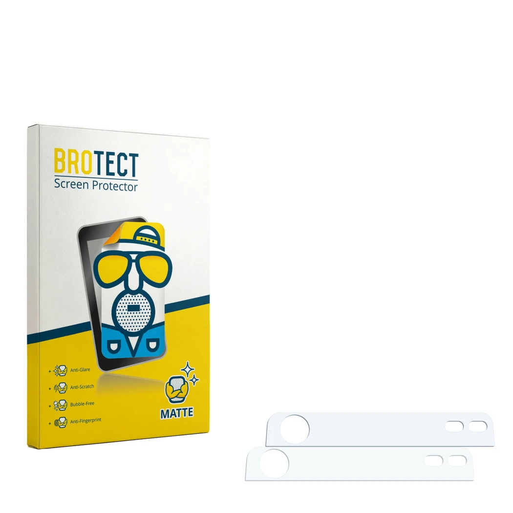 Face avant d’un emballage produit avec le logo de la marque BROTECT. À côté se trouve la protection d’écran correspondante.