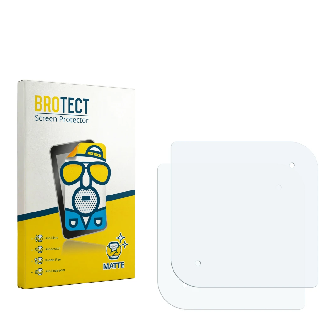Face avant d’un emballage produit avec le logo de la marque BROTECT. À côté se trouve la protection d’écran correspondante.