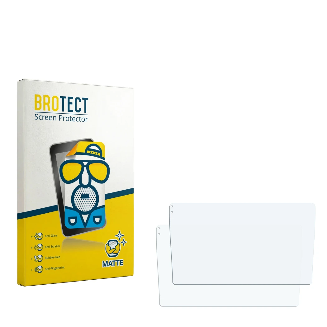 Face avant d’un emballage produit avec le logo de la marque BROTECT. À côté se trouve la protection d’écran correspondante.