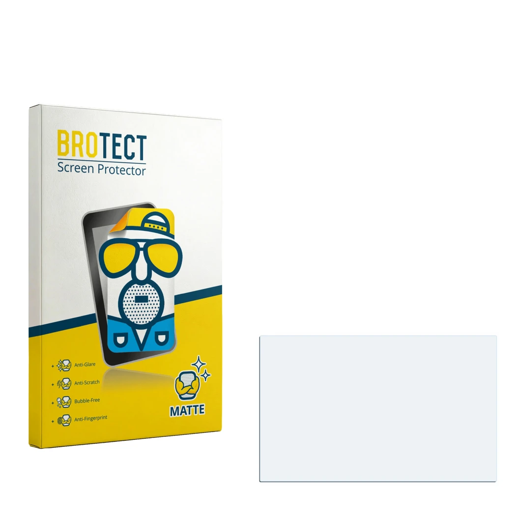 Face avant d’un emballage produit avec le logo de la marque BROTECT. À côté se trouve la protection d’écran correspondante.