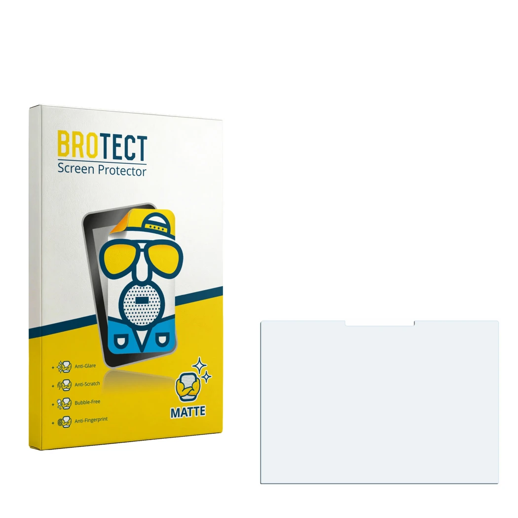 Face avant d’un emballage produit avec le logo de la marque BROTECT. À côté se trouve la protection d’écran correspondante.