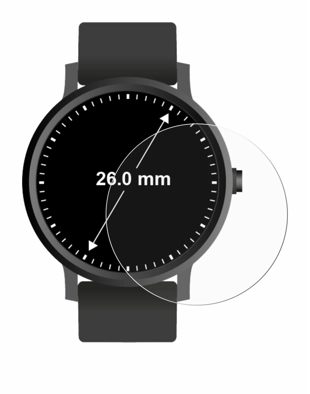 Image de l'appareil Montres (Circulaire, ø: 26 mm) avec une grande variété de protections d'écran.