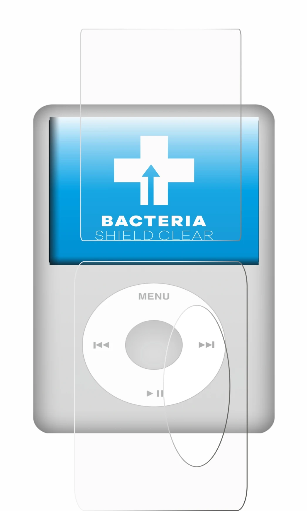 Image de l'appareil Apple iPod Classic (Avant+Arrière, 5.5 Gen.) avec une grande variété de protections d'écran.