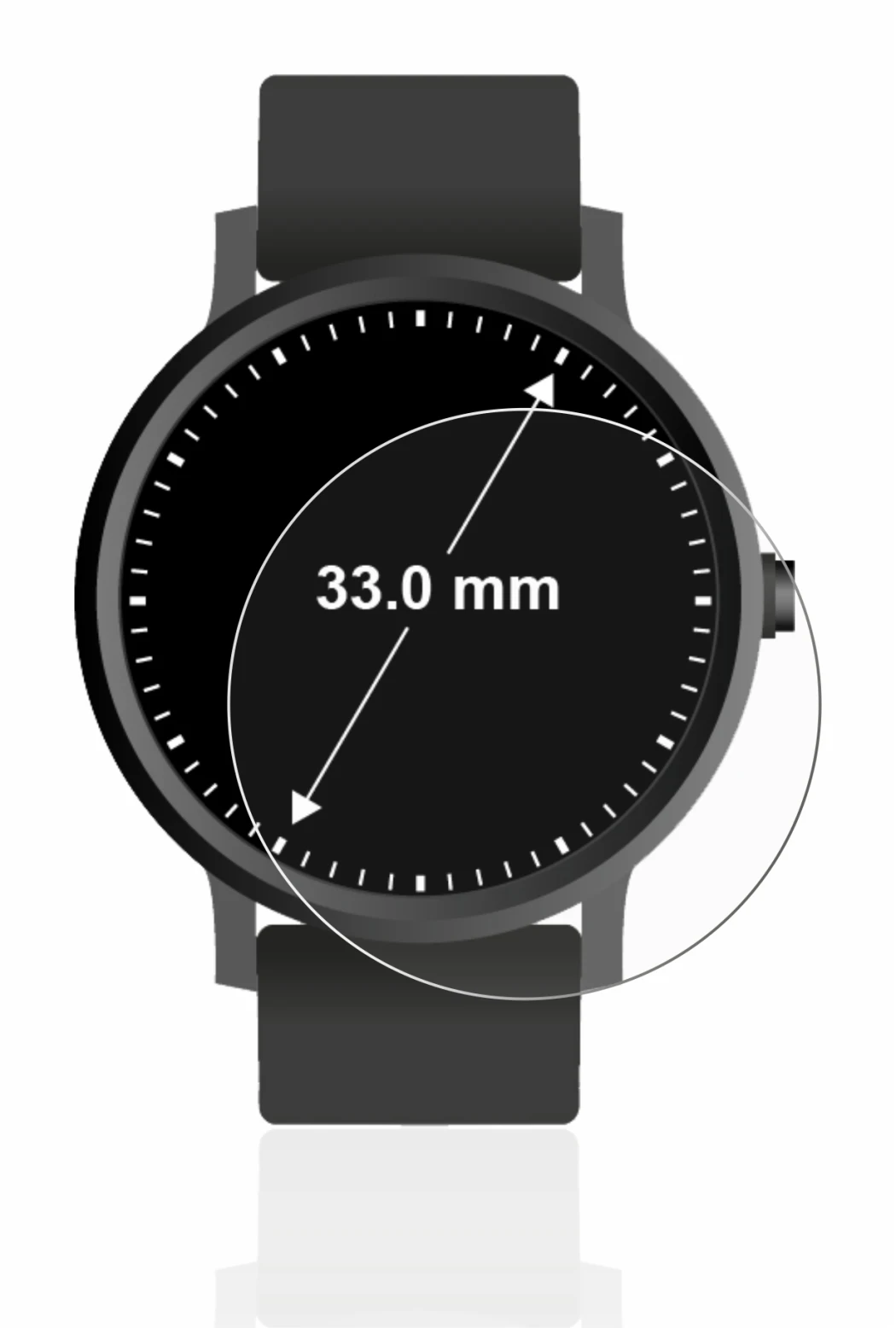 Image de l'appareil Montres (Circulaire, ø: 33 mm) avec une grande variété de protections d'écran.