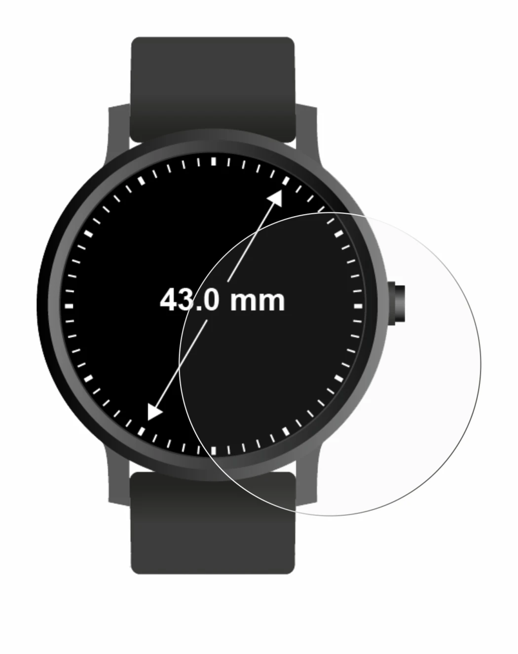 Image de l'appareil Montres (Circulaire, ø: 43 mm) avec une grande variété de protections d'écran.