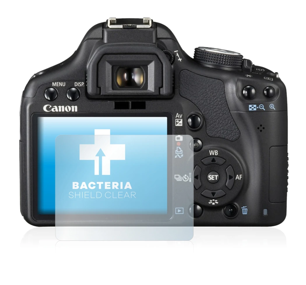 Image de l'appareil Canon EOS 500D avec une grande variété de protections d'écran.