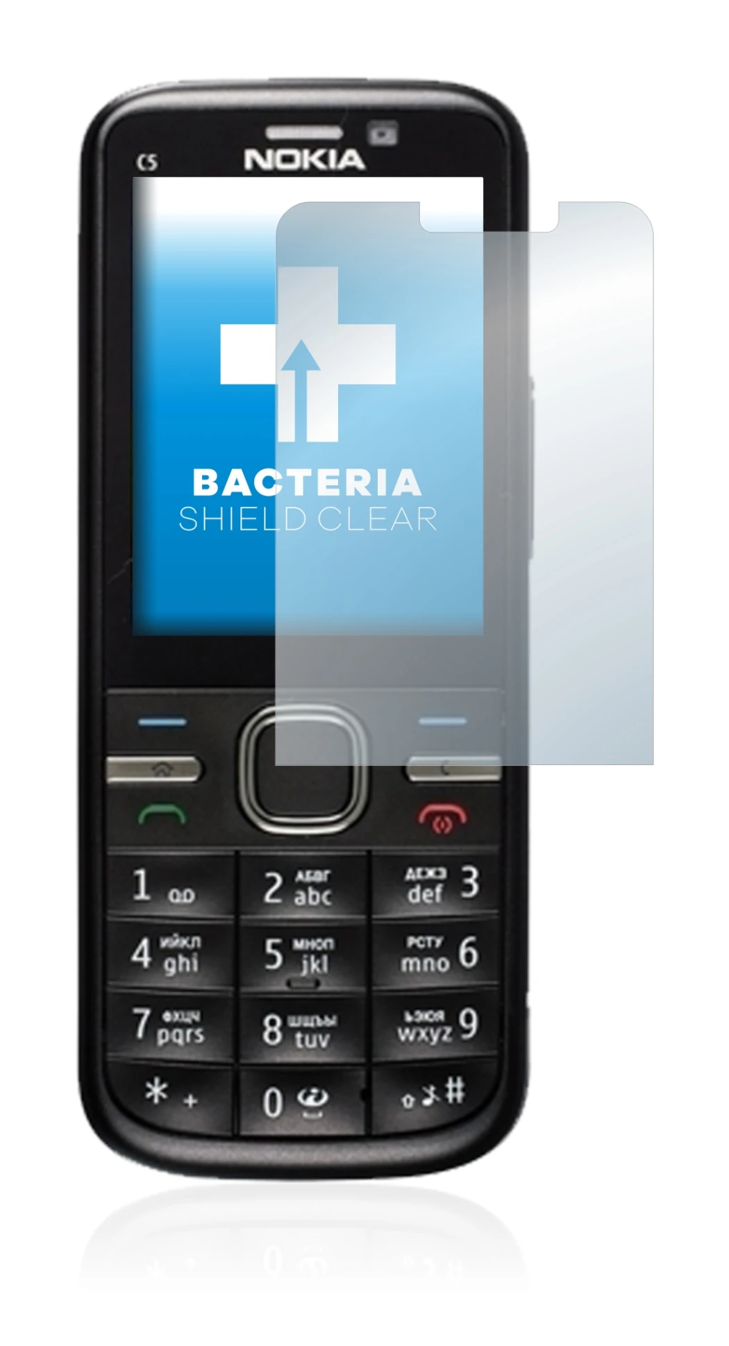 Image de l'appareil Nokia C5-00 avec une grande variété de protections d'écran.