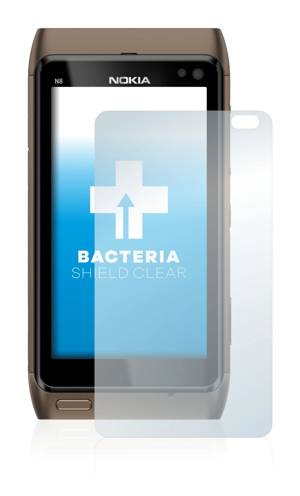 Image de l'appareil Nokia n8 avec une grande variété de protections d'écran.
