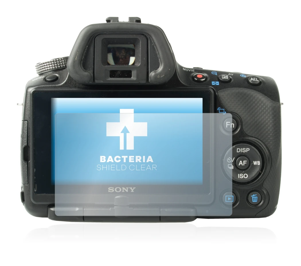 Image de l'appareil Sony Alpha 55 (SLT-A55V) avec une grande variété de protections d'écran.