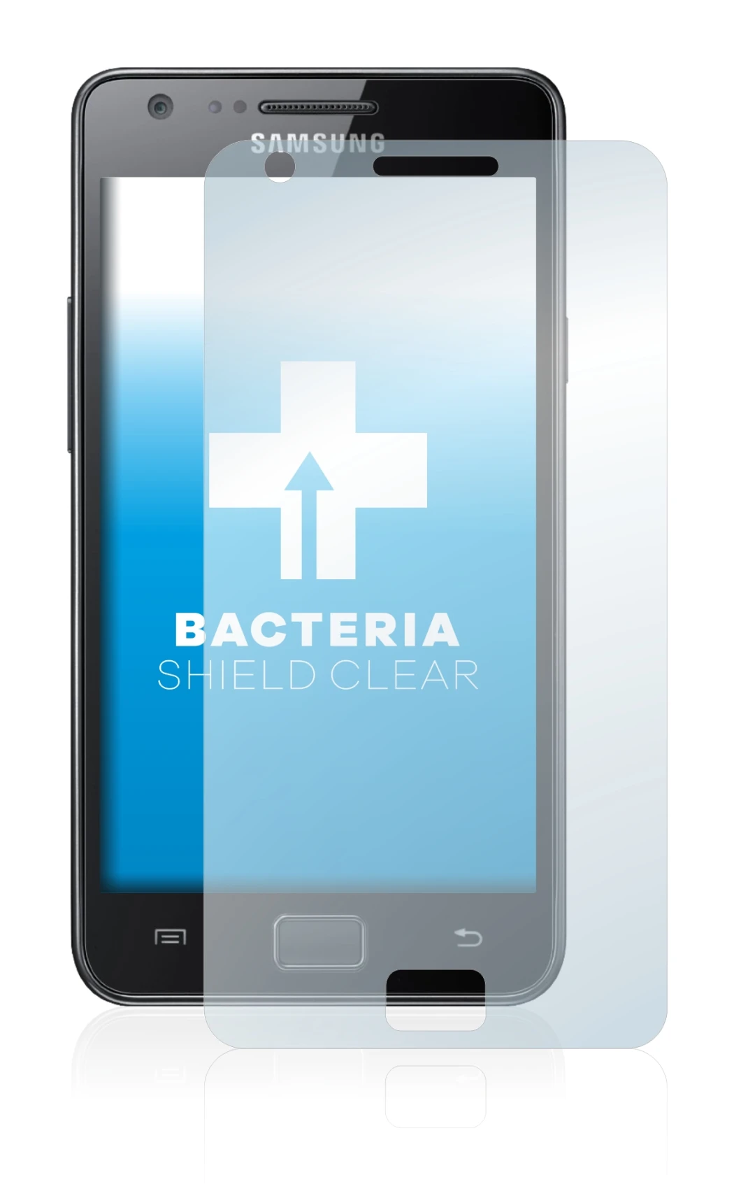 Image de l'appareil Samsung Galaxy S2 avec une grande variété de protections d'écran.