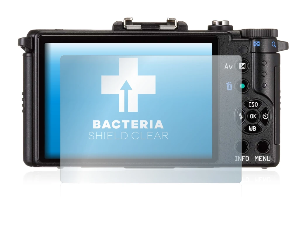 Image de l'appareil Pentax Q avec une grande variété de protections d'écran.