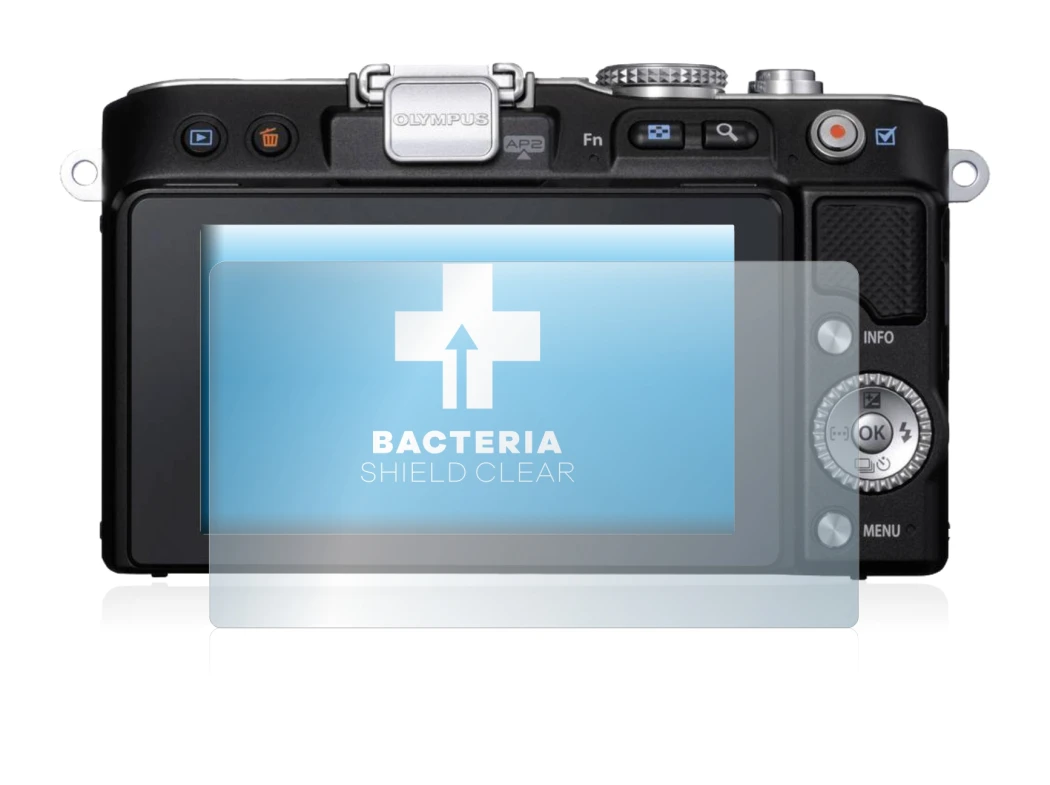 Image de l'appareil Olympus PEN E-PL3 avec une grande variété de protections d'écran.