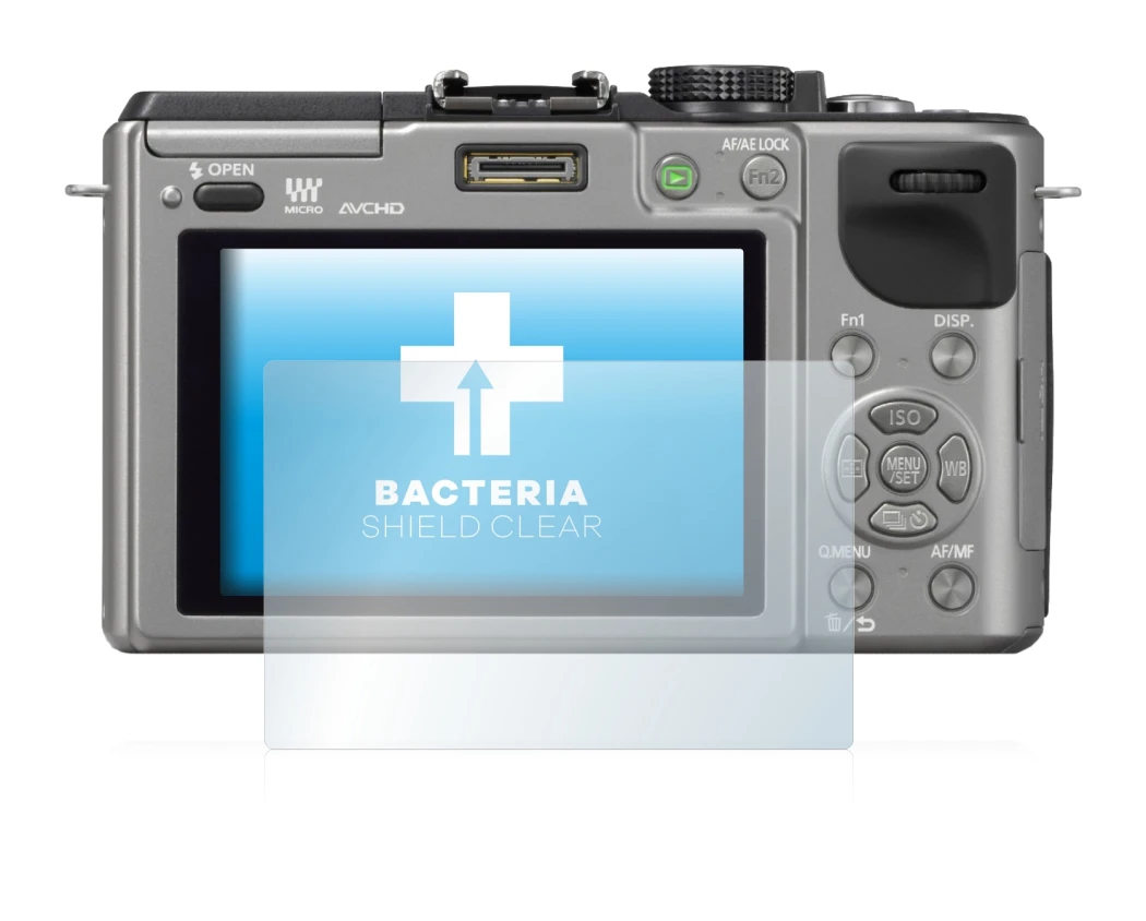 Image de l'appareil Panasonic Lumix DMC-GX1 avec une grande variété de protections d'écran.