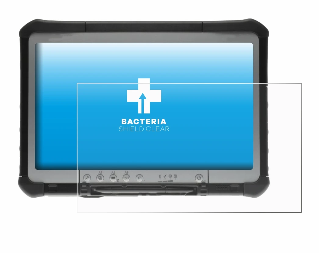 Image de l'appareil Panasonic Toughbook CF-D1 avec une grande variété de protections d'écran.