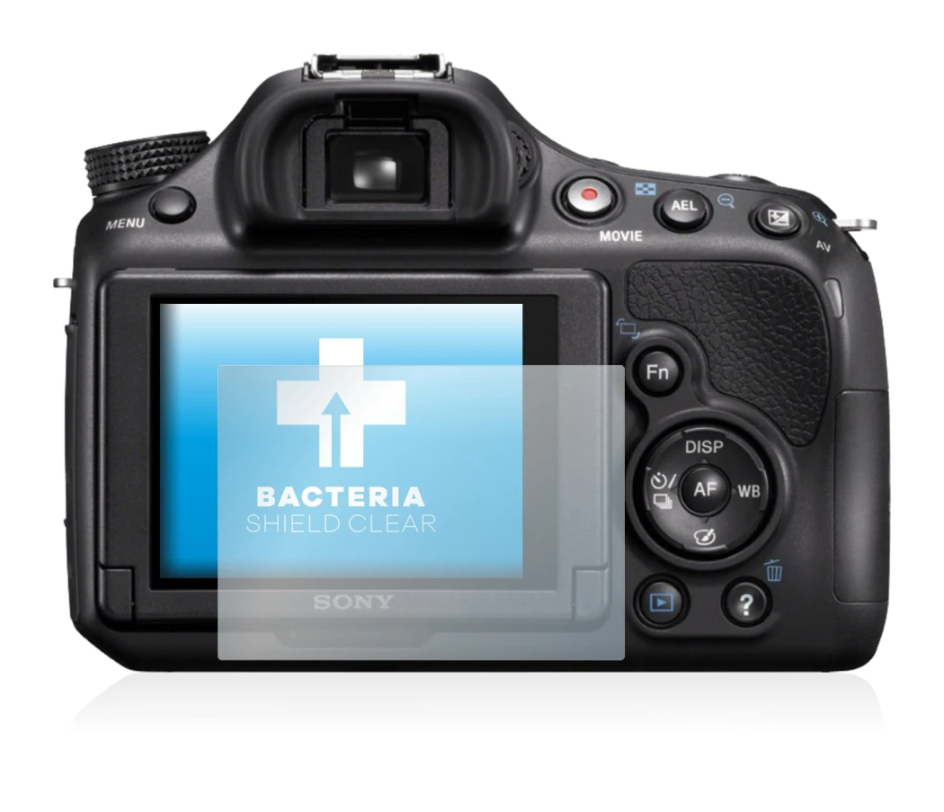 Image de l'appareil Sony Alpha 58 (SLT-A58) avec une grande variété de protections d'écran.