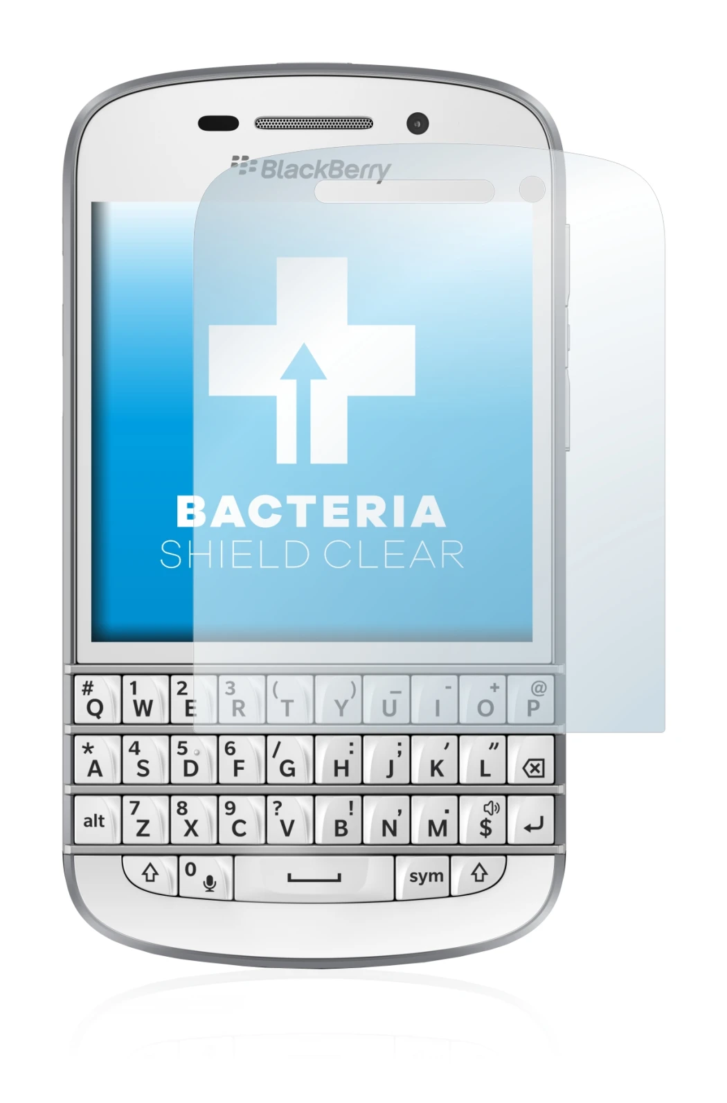 Image de l'appareil BlackBerry Q10 avec une grande variété de protections d'écran.