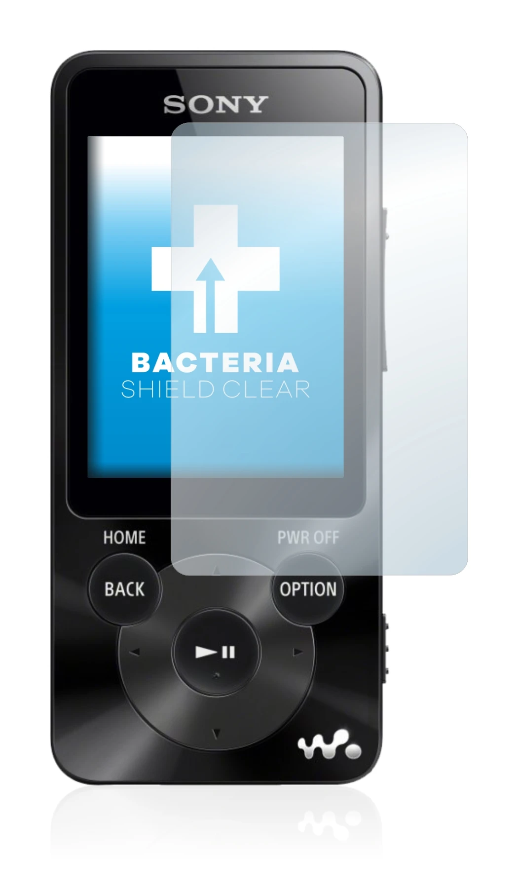 Image de l'appareil Sony Walkman NWZ-E585 avec une grande variété de protections d'écran.