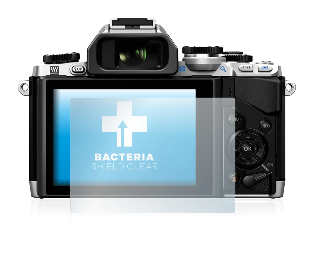 Image de l'appareil Olympus OM-D E-M10 avec une grande variété de protections d'écran.