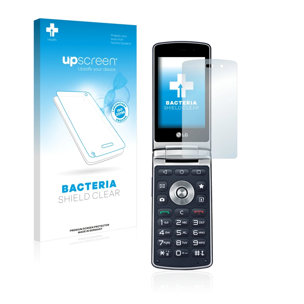 Face avant d’un emballage produit avec le logo de la marque upscreen. À côté, l’appareil LG Wine Smart H410 est représenté ave