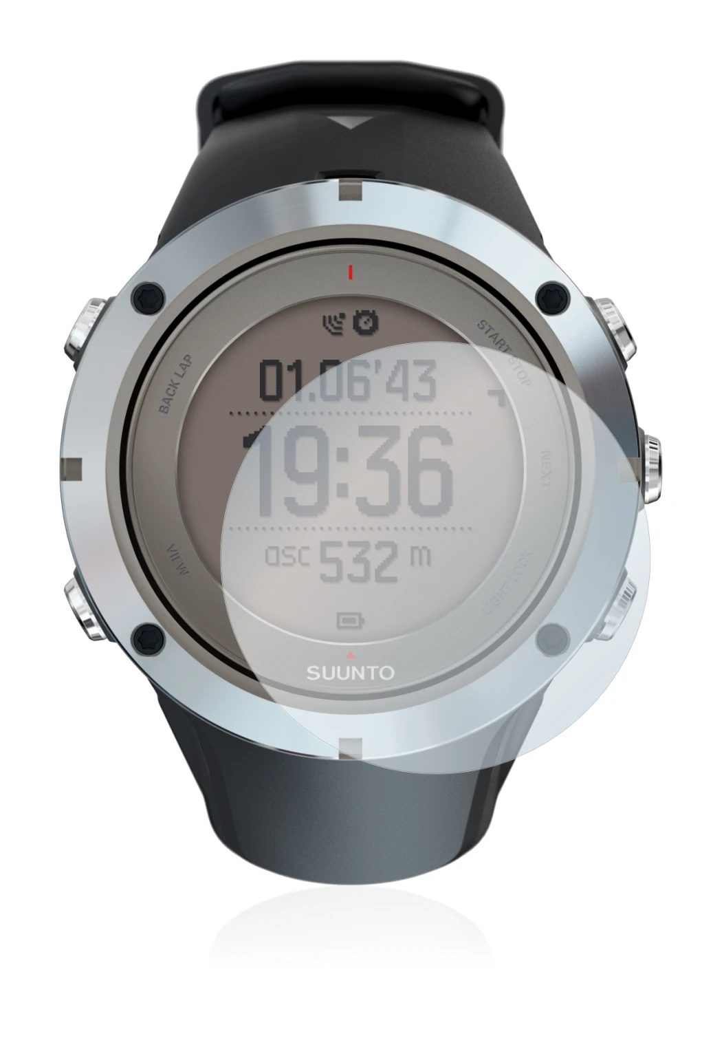Image de l'appareil Suunto Ambit3 Peak Sapphire avec une grande variété de protections d'écran.