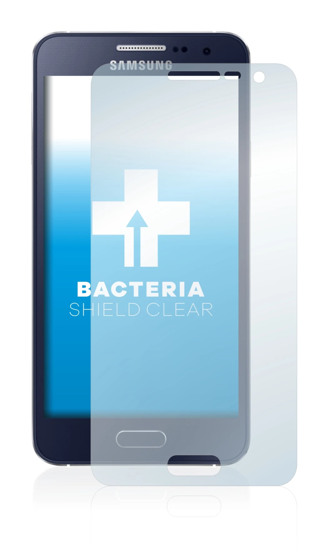 Image de l'appareil Samsung Galaxy A3 2015 avec une grande variété de protections d'écran.