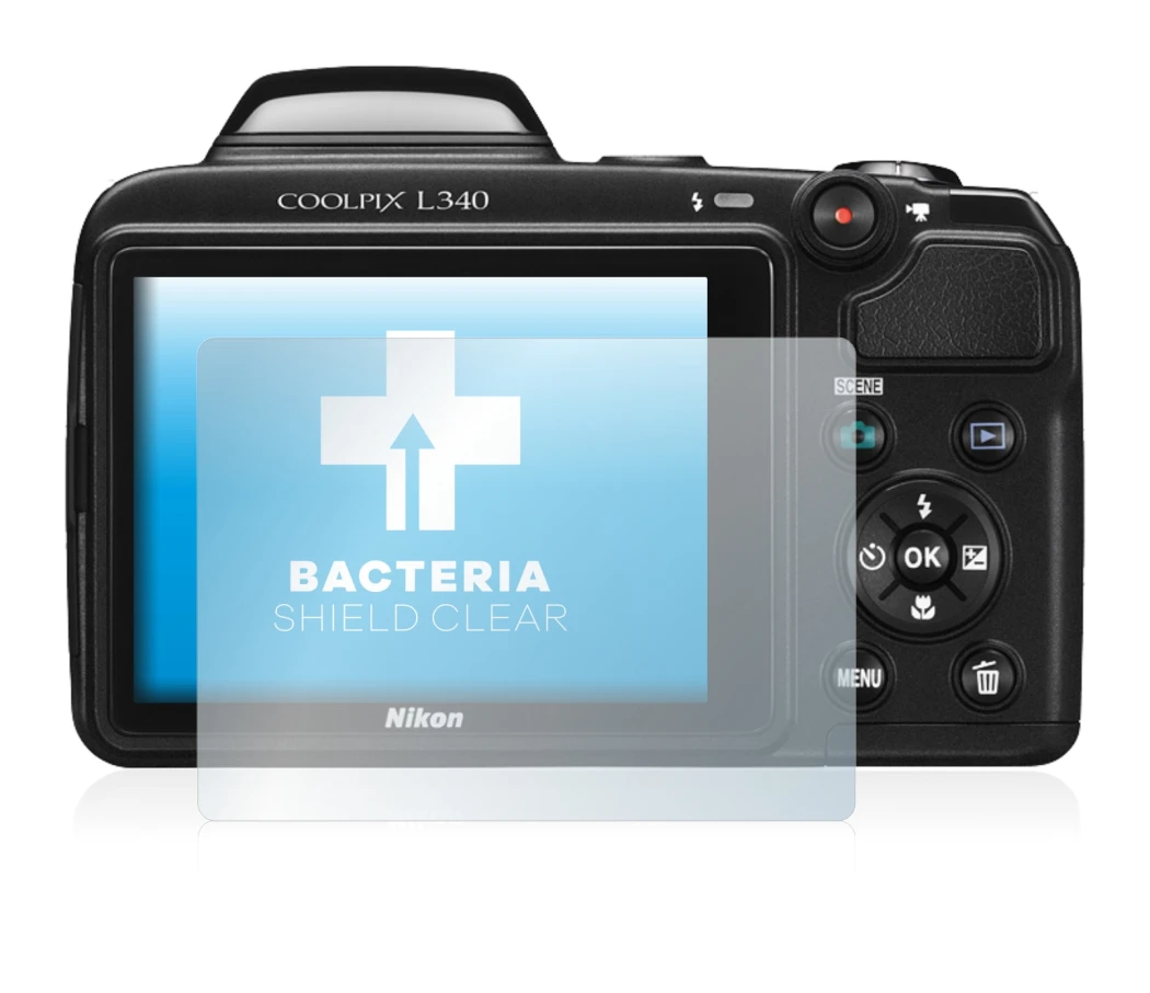 Image de l'appareil Nikon Coolpix L340 avec une grande variété de protections d'écran.
