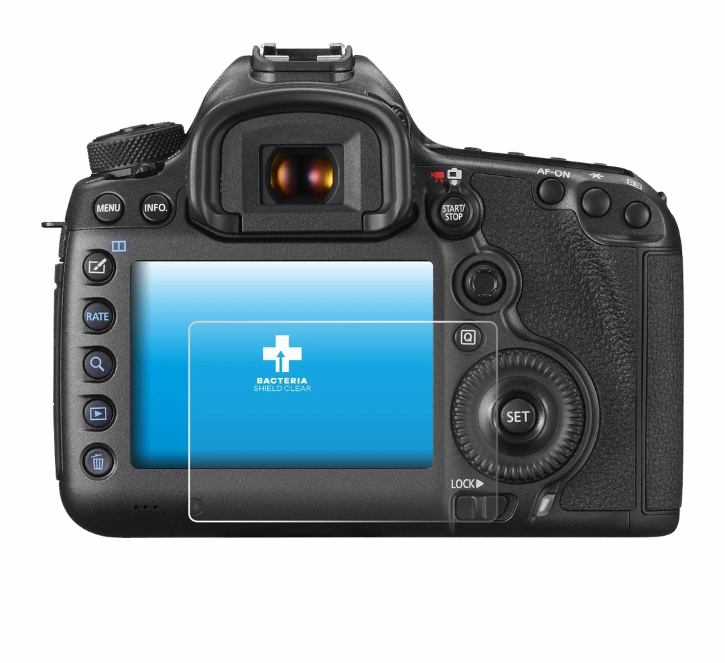 Image de l'appareil Canon EOS 5DS R avec une grande variété de protections d'écran.