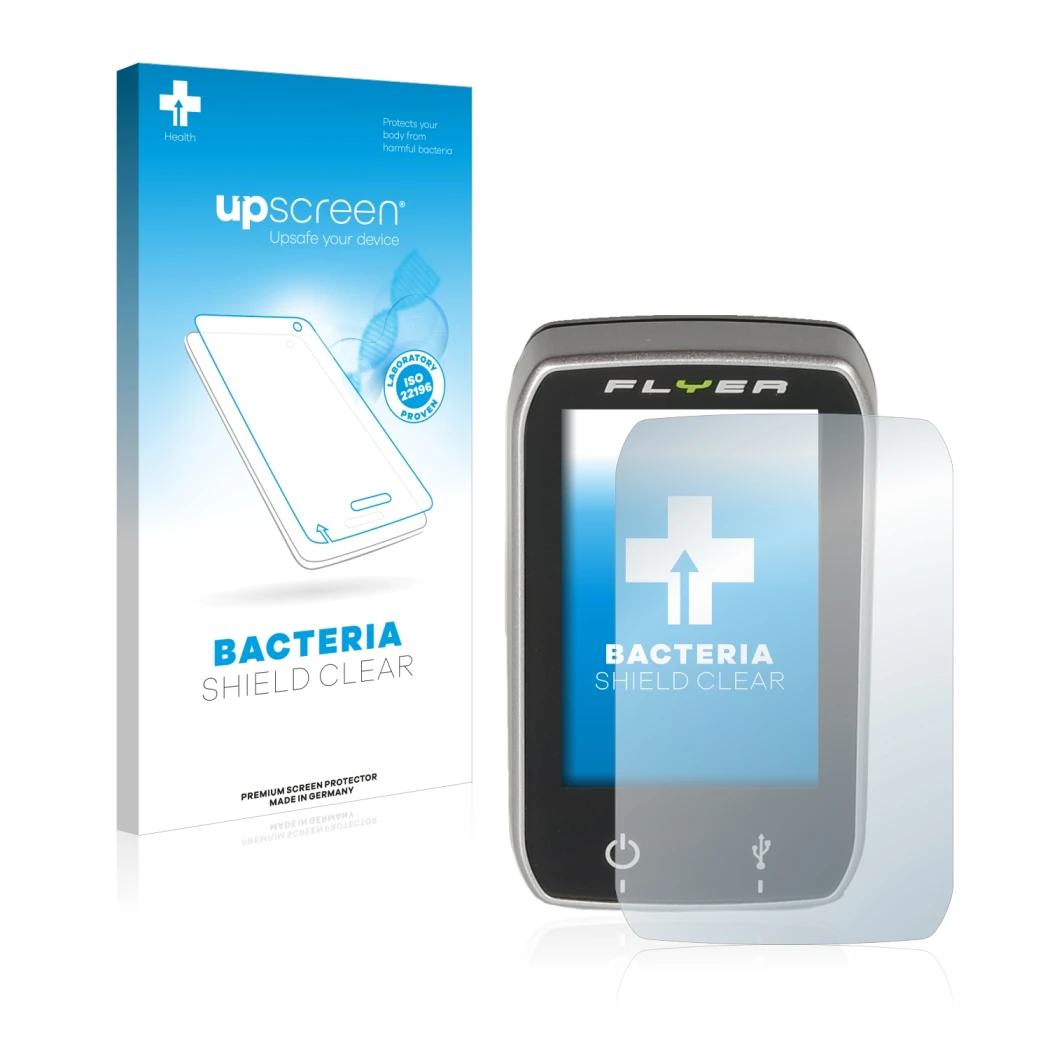 Face avant d’un emballage produit avec le logo de la marque upscreen. À côté, l’appareil Panasonic Center Unit Console (Flyer)
