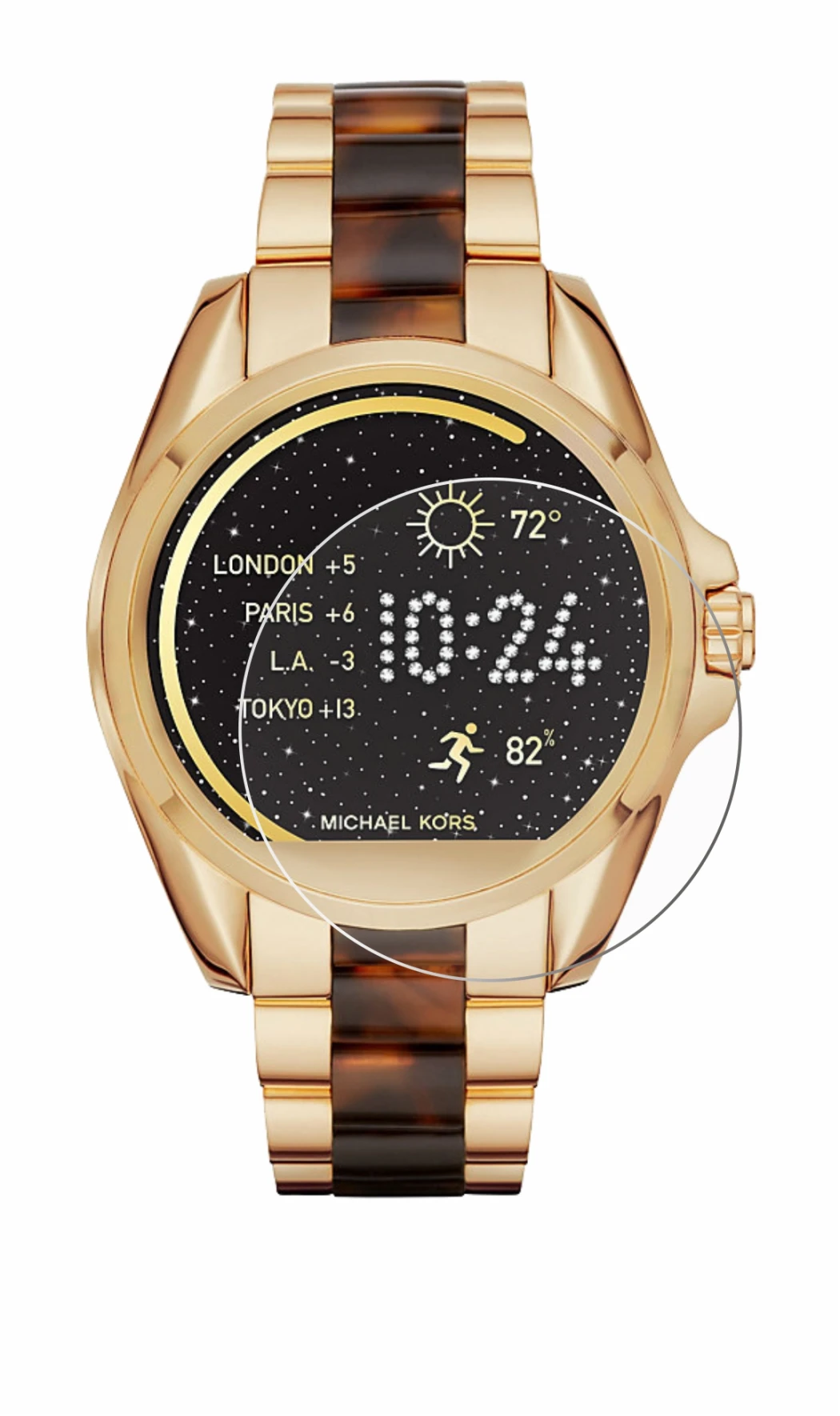 Image de l'appareil Michael Kors Access Bradshaw avec une grande variété de protections d'écran.