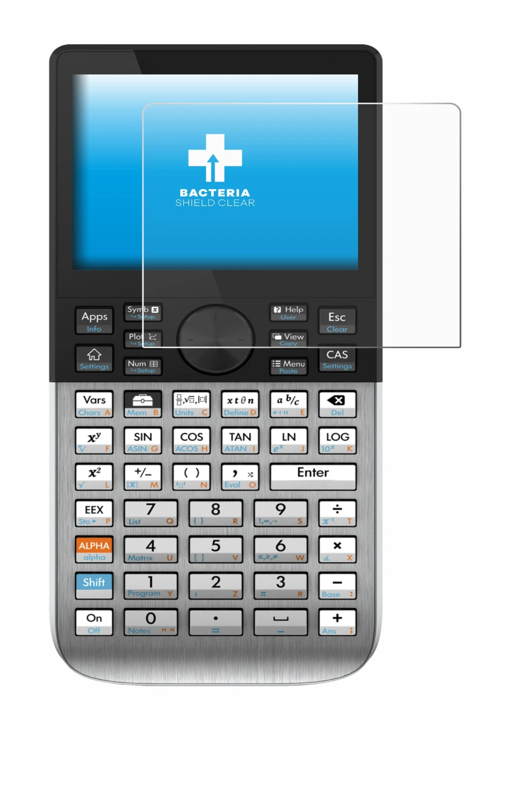 Image de l'appareil HP Prime avec une grande variété de protections d'écran.