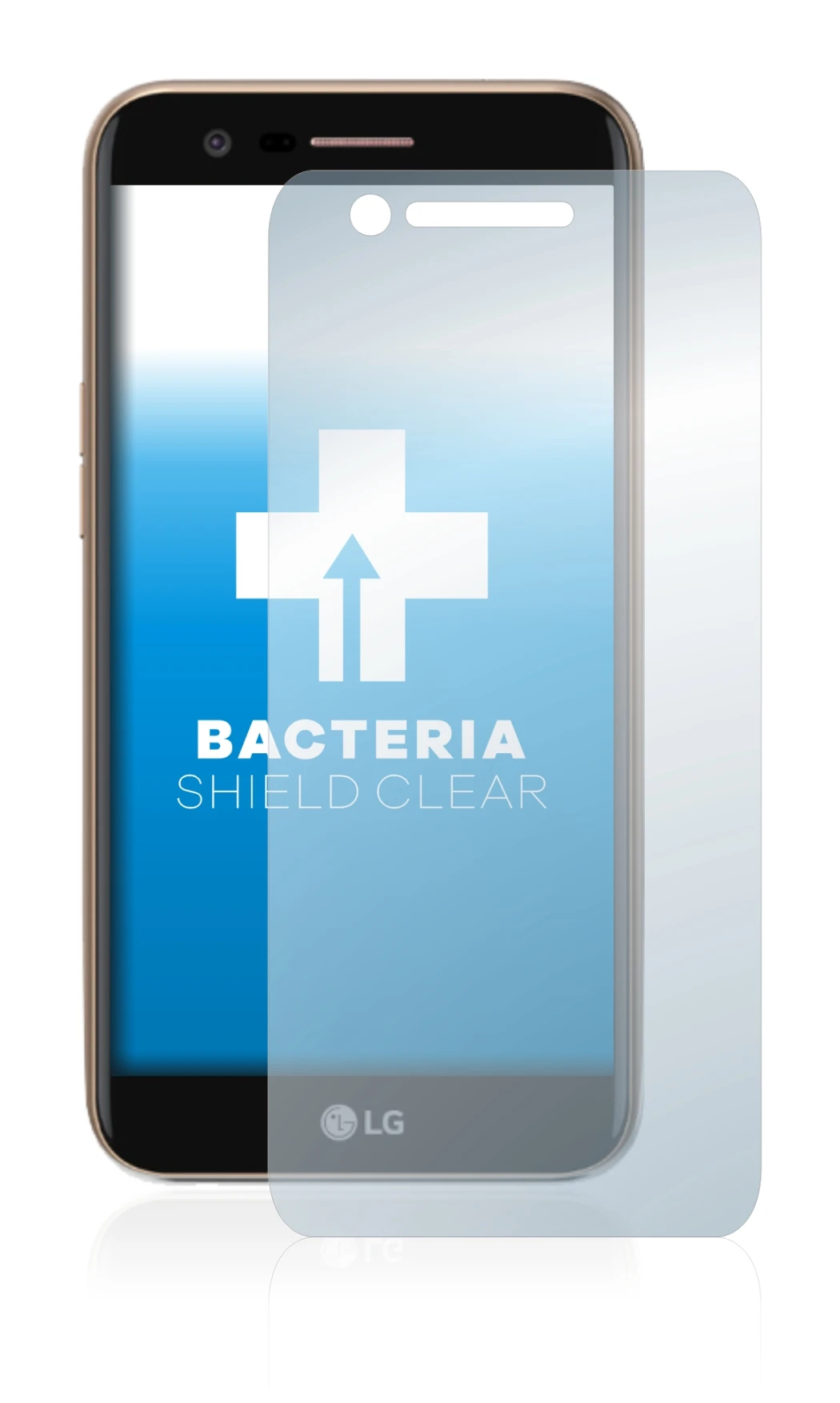 Image de l'appareil LG K10 2017 avec une grande variété de protections d'écran.