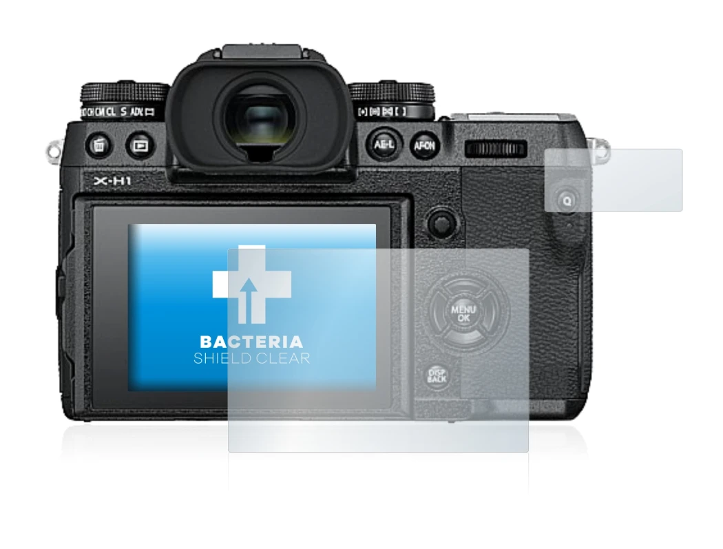Image de l'appareil Fujifilm X-H1 avec une grande variété de protections d'écran.