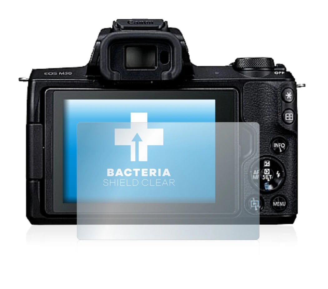 Image de l'appareil Canon EOS M50 avec une grande variété de protections d'écran.