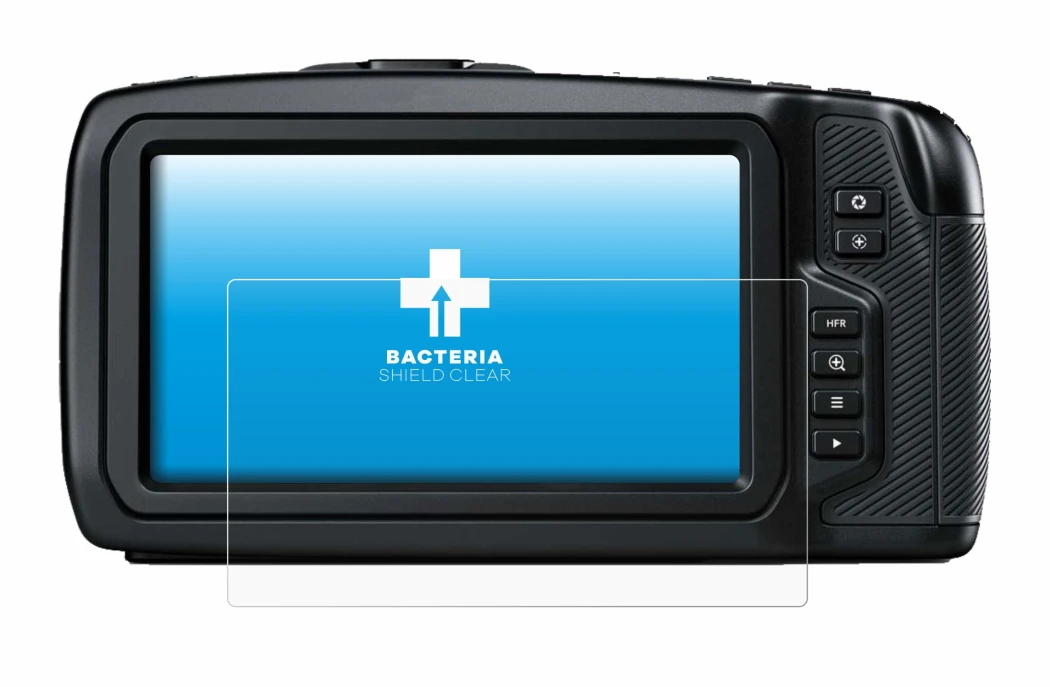 Image de l'appareil Blackmagic Pocket Cinema Camera 4K avec une grande variété de protections d'écran.