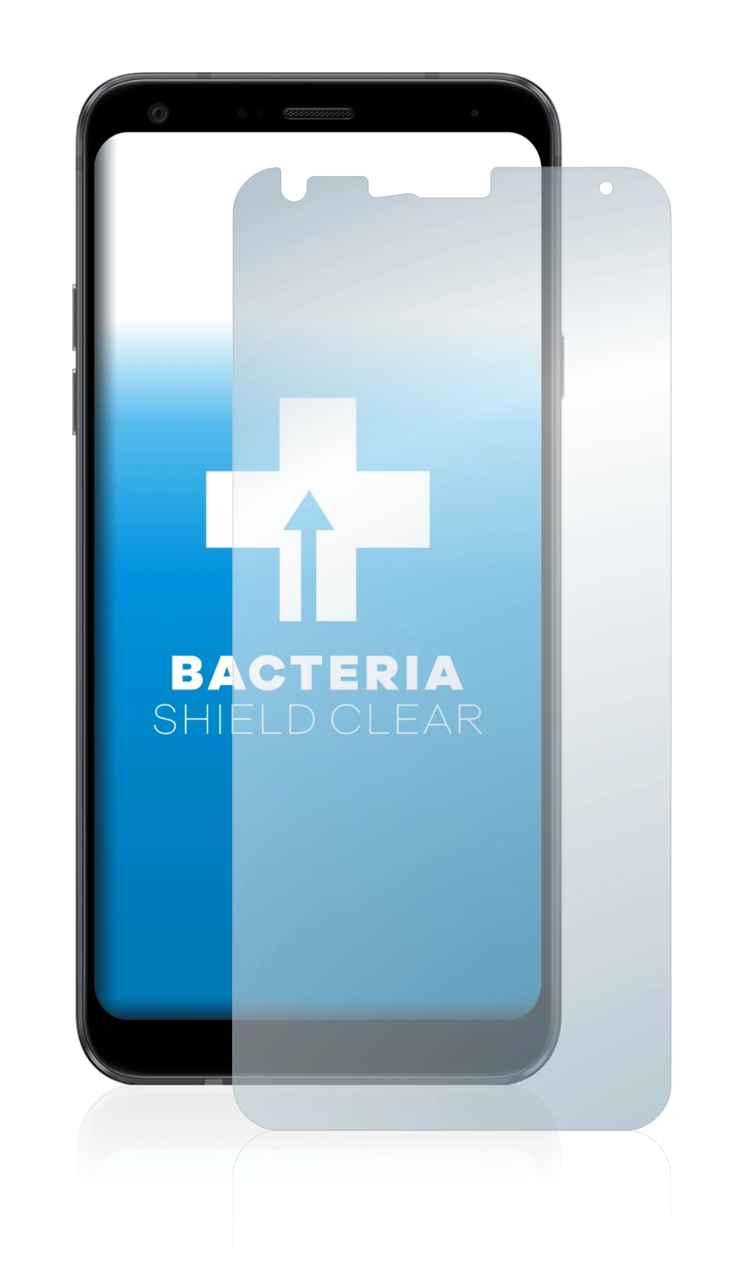 Image de l'appareil LG Q7 Plus avec une grande variété de protections d'écran.