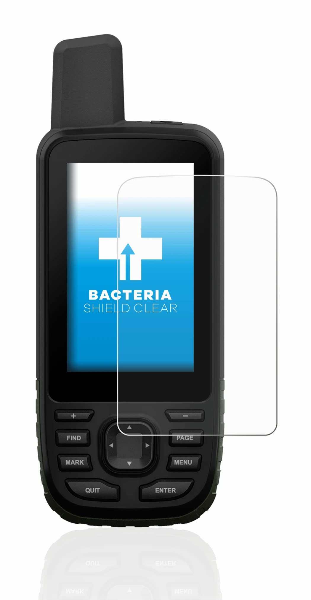 Image de l'appareil Garmin GPSMAP 66s avec une grande variété de protections d'écran.