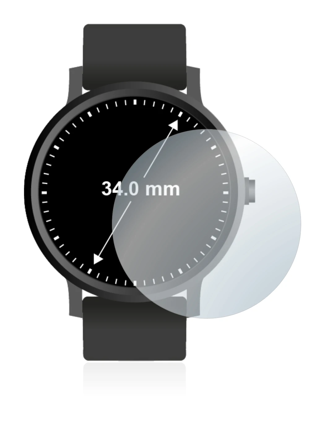 Image de l'appareil Circulaire Displays (ø: 34 mm) avec une grande variété de protections d'écran.