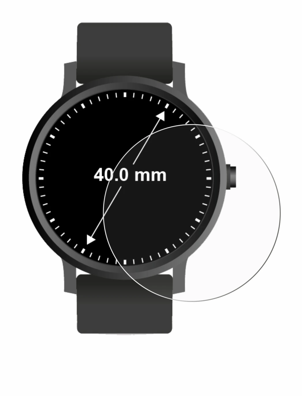 Image de l'appareil Circulaire Displays (ø: 40 mm) avec une grande variété de protections d'écran.