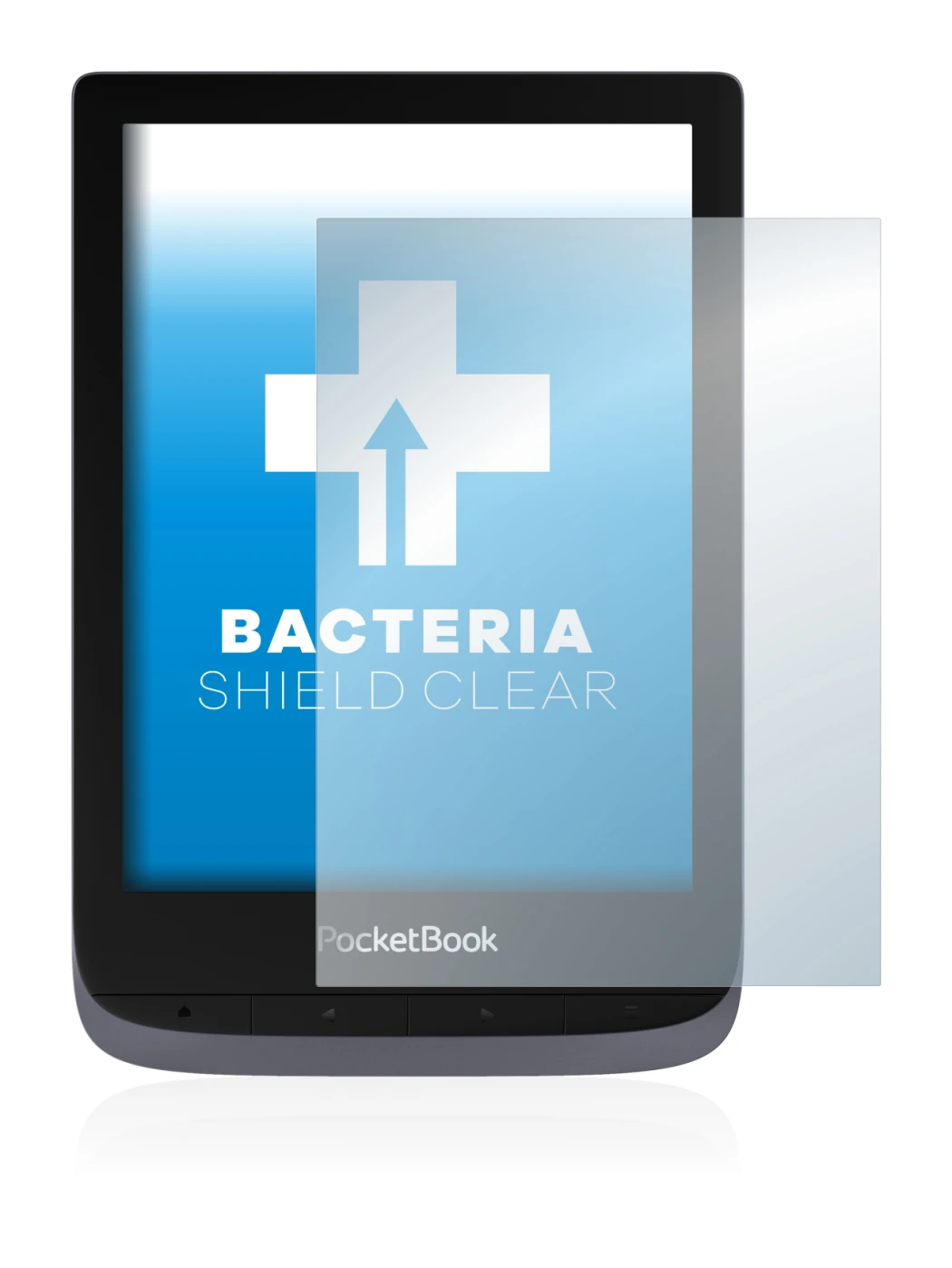 Image de l'appareil PocketBook Touch HD 3 avec une grande variété de protections d'écran.