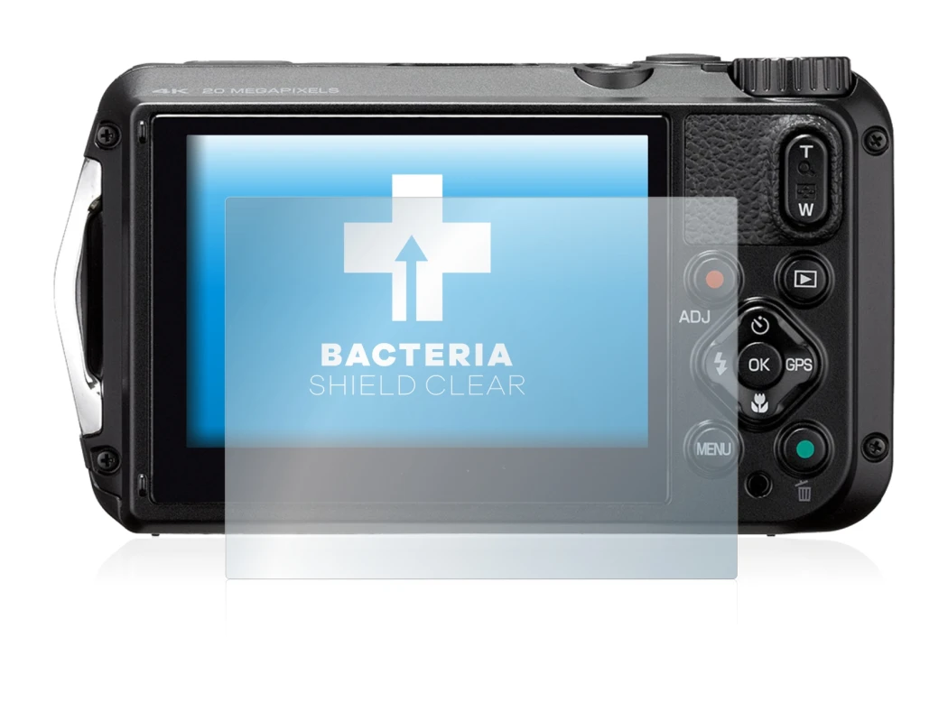 Image de l'appareil Ricoh WG-6 avec une grande variété de protections d'écran.