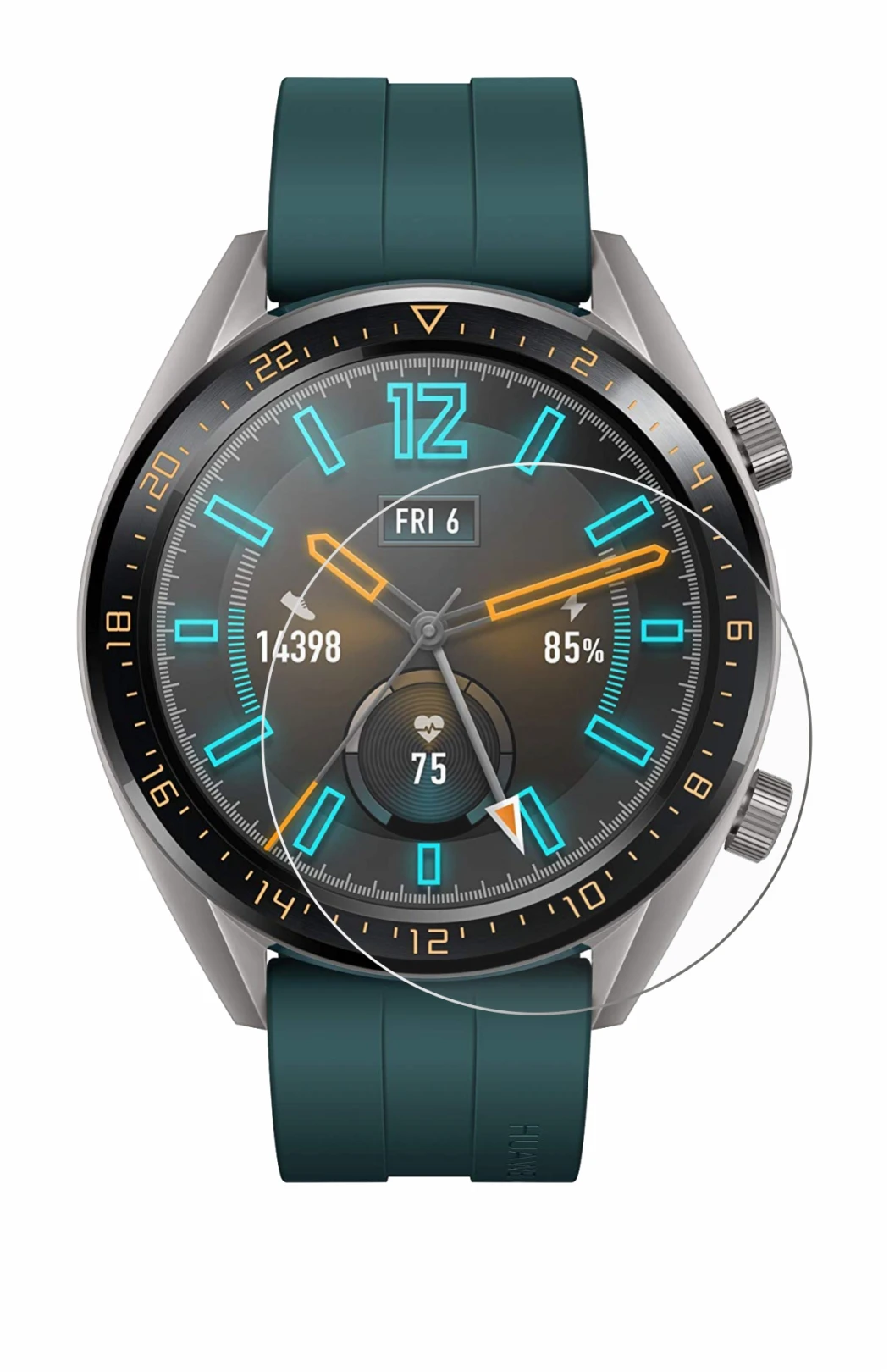 Image de l'appareil Huawei Watch GT Active avec une grande variété de protections d'écran.