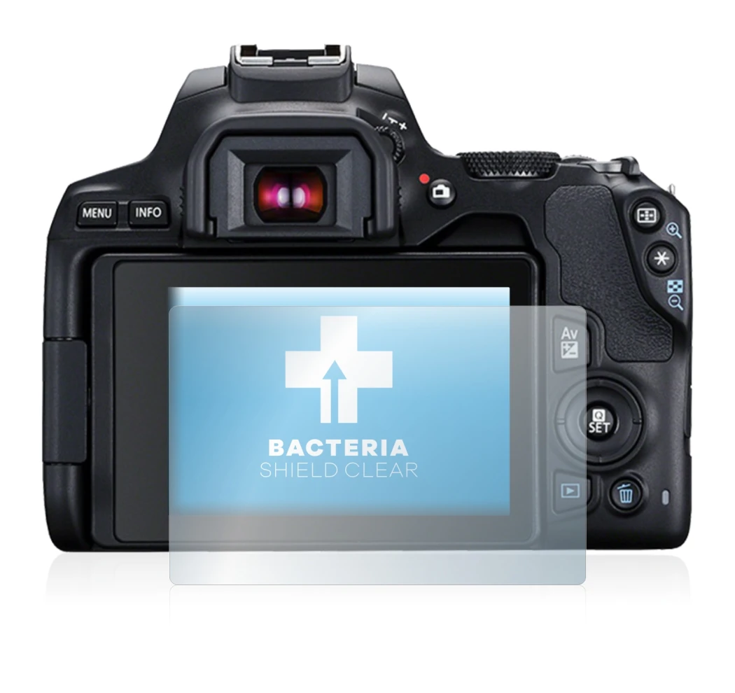 Image de l'appareil Canon EOS 250D avec une grande variété de protections d'écran.