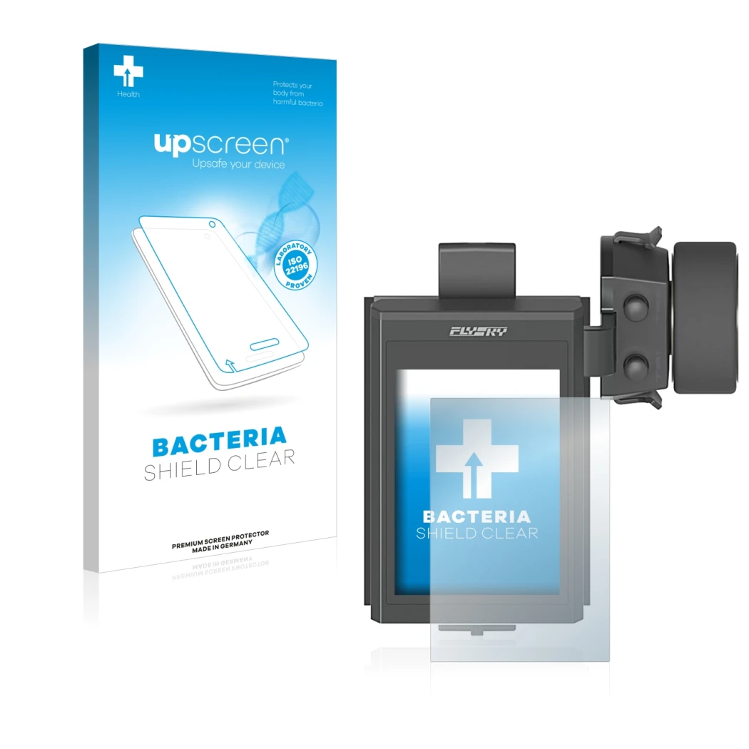 Face avant d’un emballage produit avec le logo de la marque upscreen. À côté, l’appareil FlySky FS-NB4 est représenté avec la 