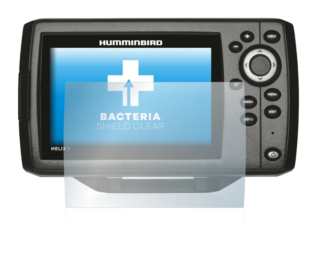 Image de l'appareil Humminbird Helix 5 avec une grande variété de protections d'écran.