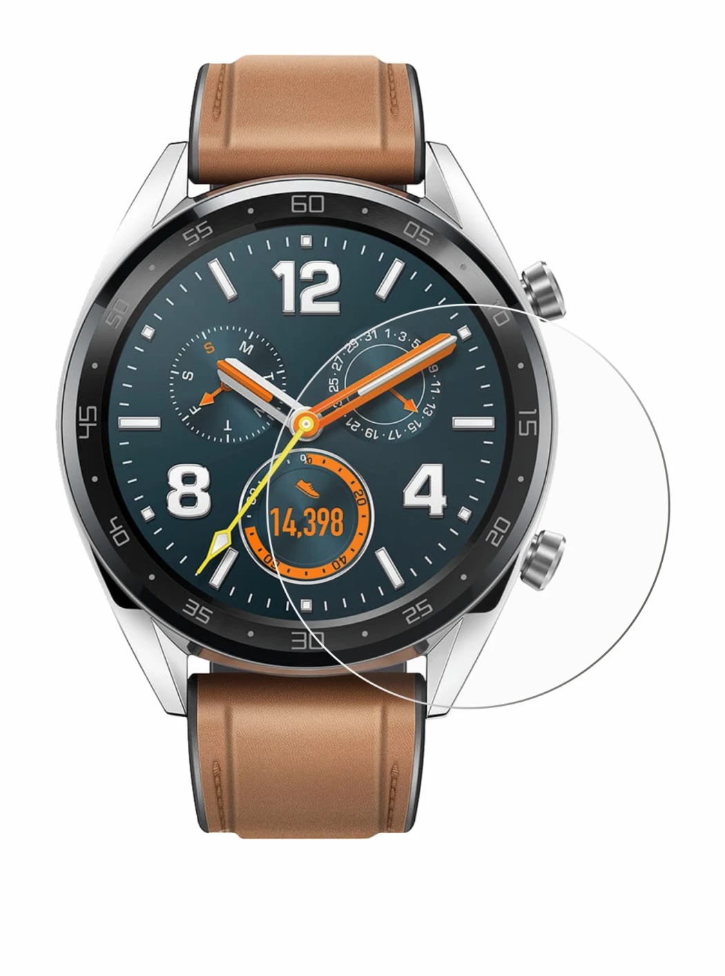 Image de l'appareil Huawei Watch GT Classic avec une grande variété de protections d'écran.