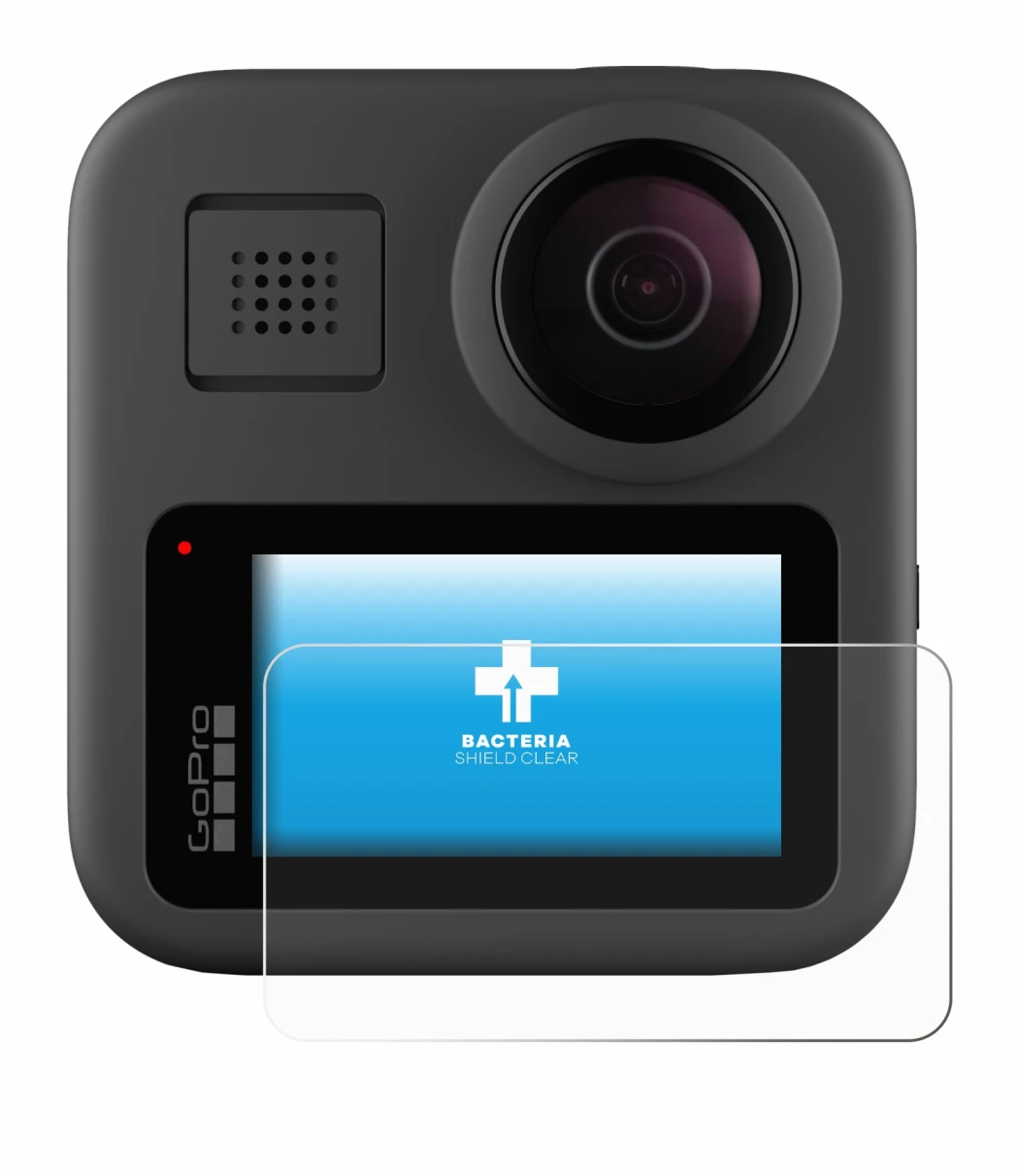 Image de l'appareil GoPro Max avec une grande variété de protections d'écran.