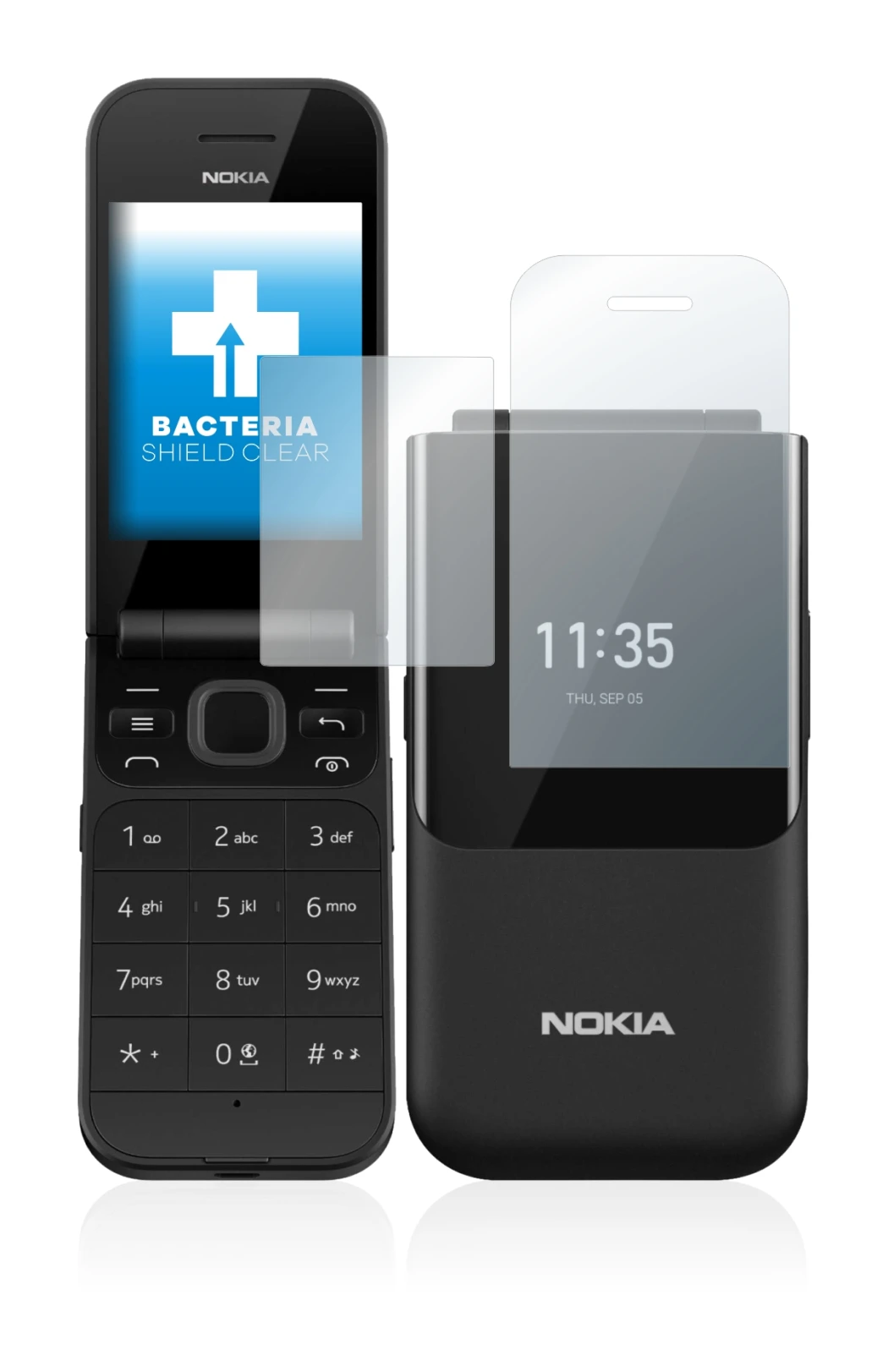 Image de l'appareil Nokia 2720 Flip avec une grande variété de protections d'écran.